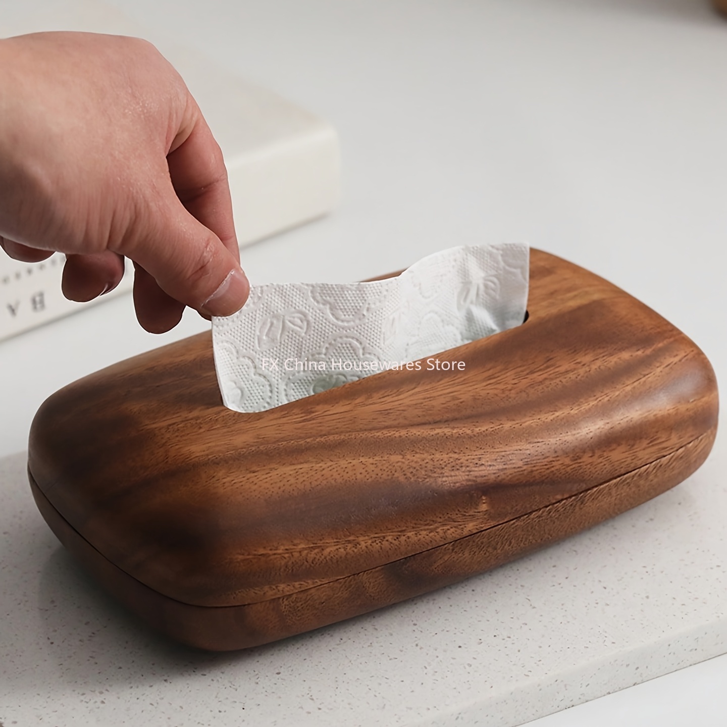 Walnoot houten tissuebox houde - Agar Tissue Culture recensie en prijs